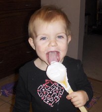 Hannah having a snack